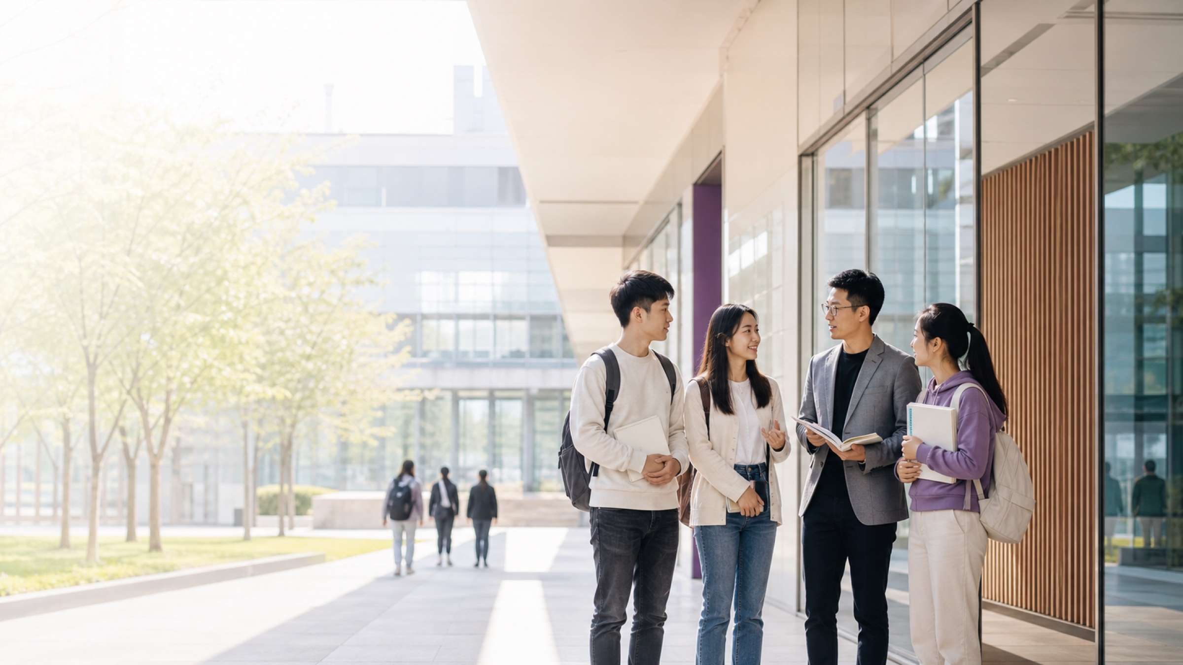 老师与学生在校园交流学习规划
